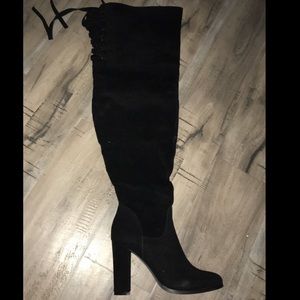 Brand new black wide leg thigh high boots.